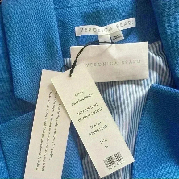 Veronica Beard Behren Blue Cropped Woven Braided Blazer Jacket 14 Shoulder Pads - Picture 14 of 15